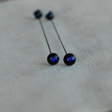 E-09 - Скляні очі для тедді, чорні з синьою зіницею